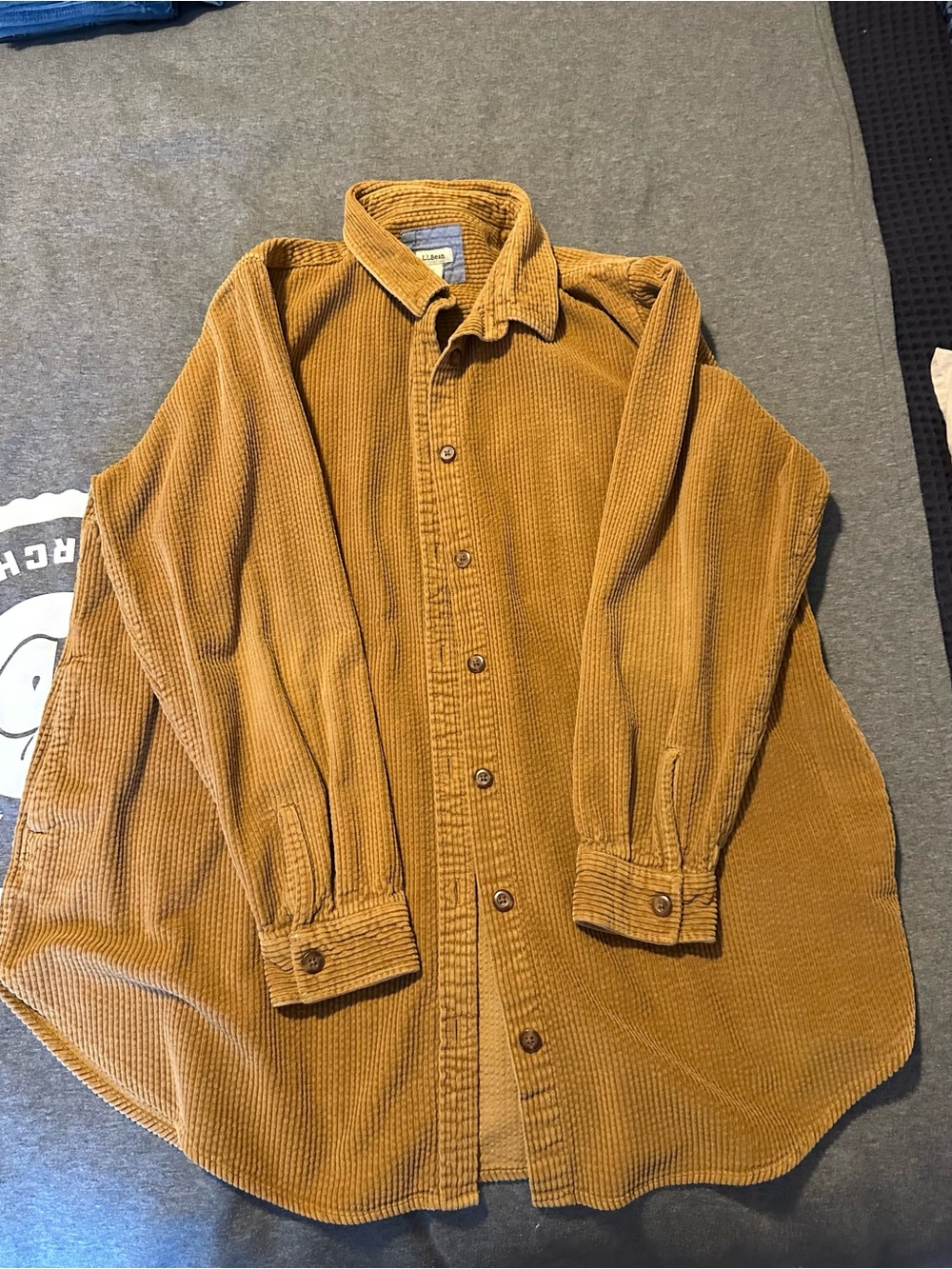 L.L. Bean Mustard Corduroy Button-Down Shirt